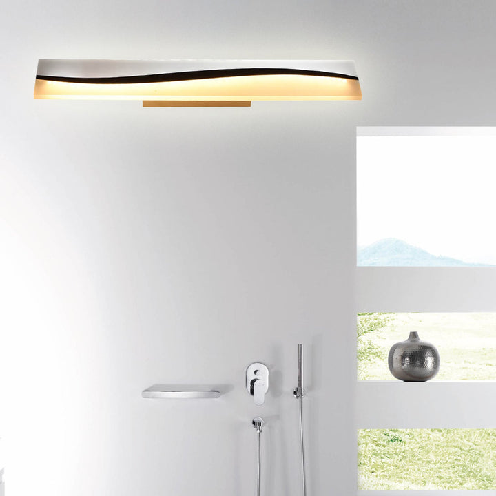 Lisslune | Acrylic Rectangular Makeup Mirror Lamp Simple 16"/19.5"/23" Width LED Bathroom Light over Mirror in Warm/White, Water and Fog Resistant