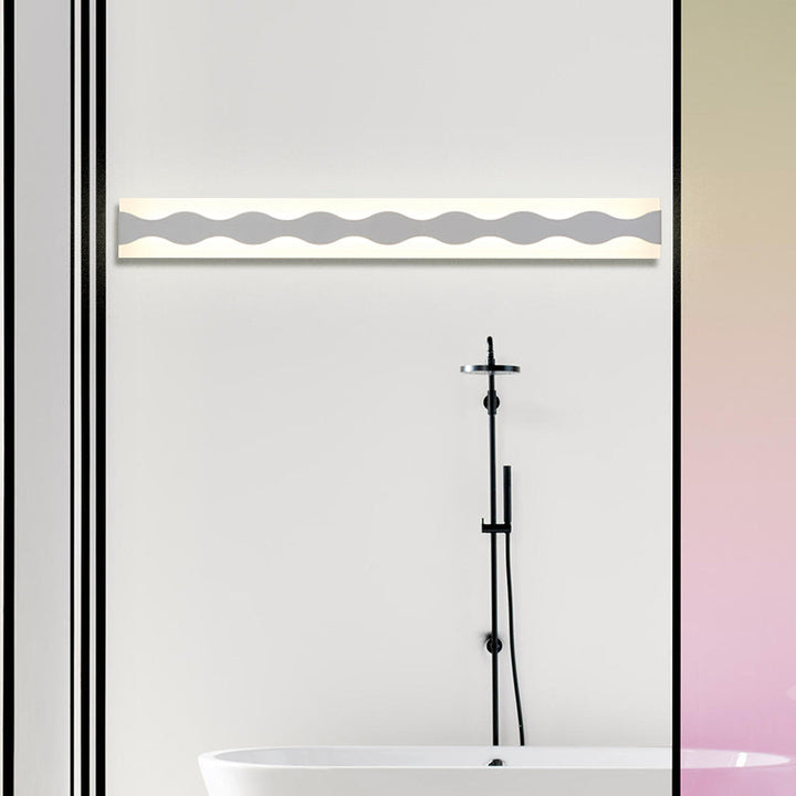 Lisslune | 16"/19.5" Width LED Bathroom Mirror Lighting with Wave Acrylic Shade White Wall Sconce in Warm/White Light