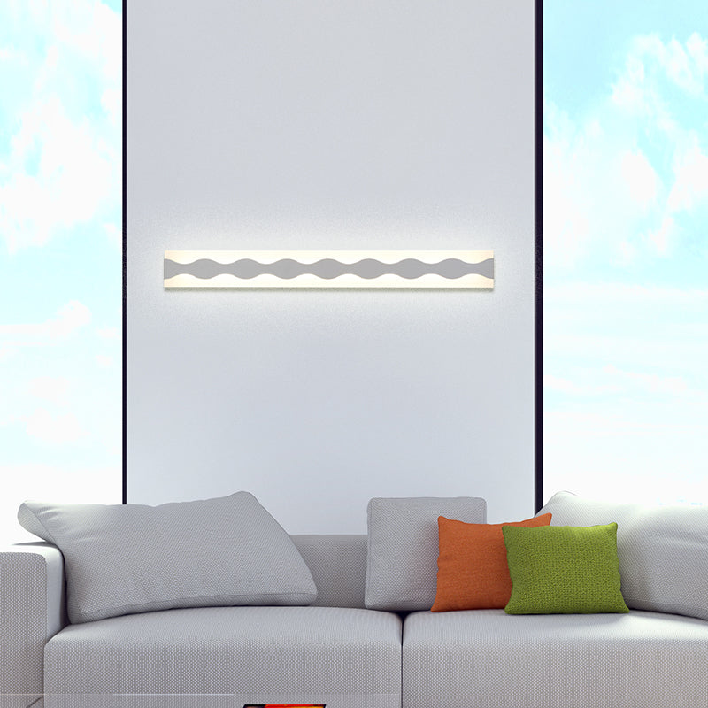 Lisslune | 16"/19.5" Width LED Bathroom Mirror Lighting with Wave Acrylic Shade White Wall Sconce in Warm/White Light