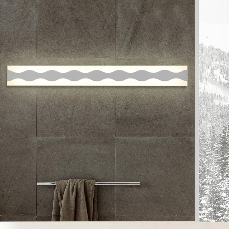 Lisslune | 16"/19.5" Width LED Bathroom Mirror Lighting with Wave Acrylic Shade White Wall Sconce in Warm/White Light