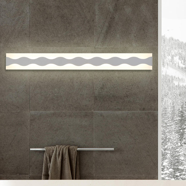 Lisslune | 16"/19.5" Width LED Bathroom Mirror Lighting with Wave Acrylic Shade White Wall Sconce in Warm/White Light