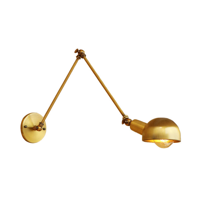 Lisslune | 1 Bulb Reading Lamp Wall Retro Style Bowl Lamp Iron Adjustable Wall Lighting in Brass for the Study