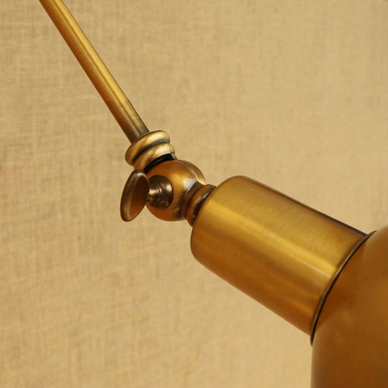 Lisslune | 1 Bulb Reading Lamp Wall Retro Style Bowl Lamp Iron Adjustable Wall Lighting in Brass for the Study