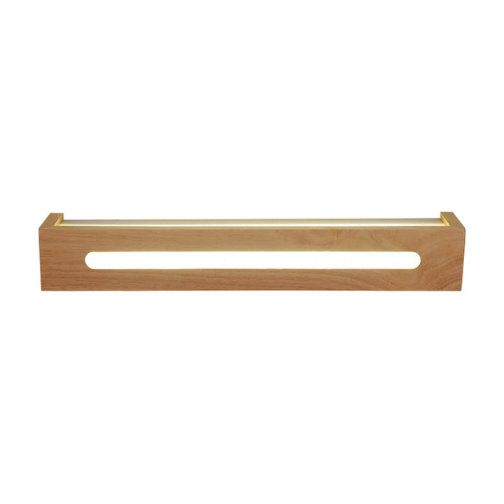 Skørter | Rectangular LED Wall Lamp Minimalist Wooden 14"/18"/21.5" Wide 1 Light Bath Vanity Light with Diffuser in Warm/White Light