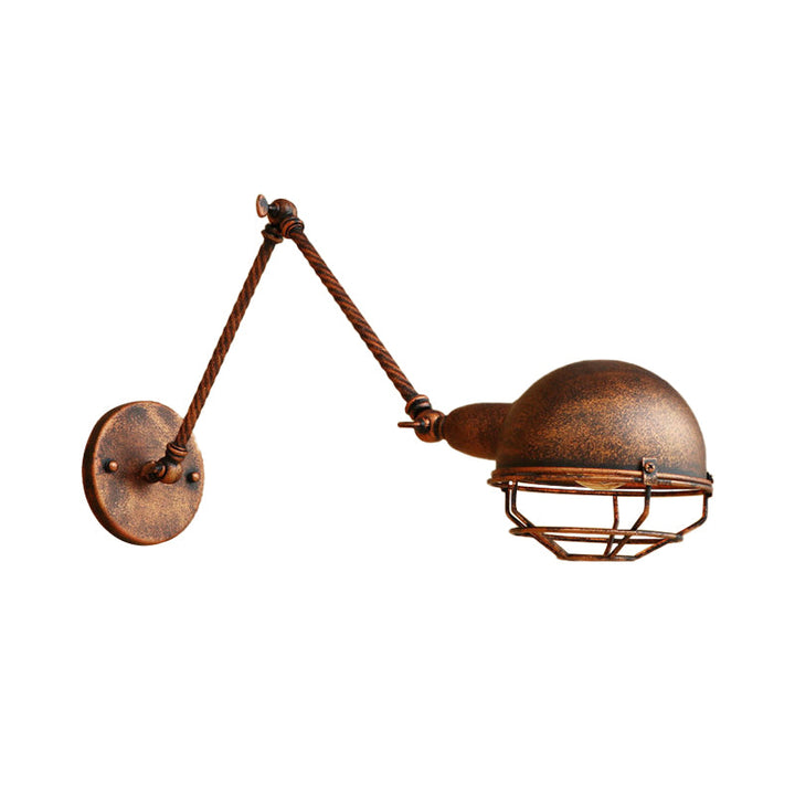 Lisslune | 1 Bulb Pendant Light with Cage Shade Metal Antique Stylish Farmhouse Adjustable Wall Lamp in Rust