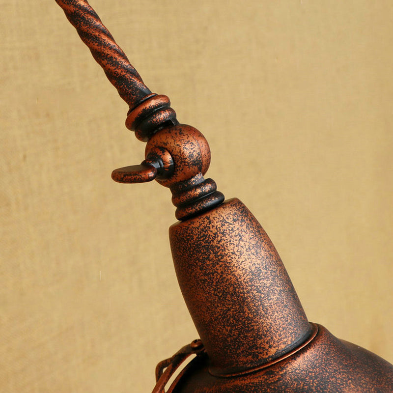 Lisslune | 1 Bulb Pendant Light with Cage Shade Metal Antique Stylish Farmhouse Adjustable Wall Lamp in Rust