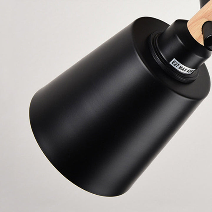 Lisslune | 1 Light cylindrical wall lamp fixture in modernist style Black metal wall lamp with wood connection for the bedroom