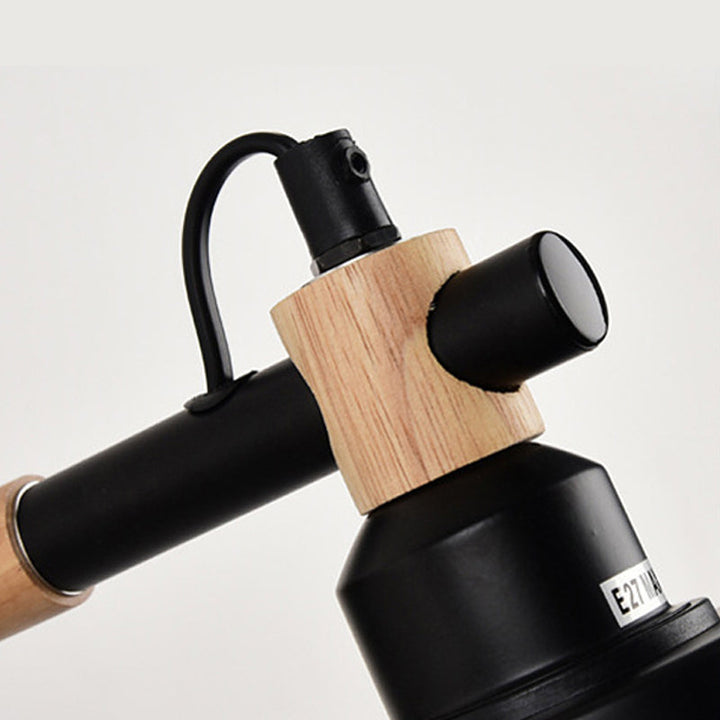 Lisslune | 1 Light cylindrical wall lamp fixture in modernist style Black metal wall lamp with wood connection for the bedroom