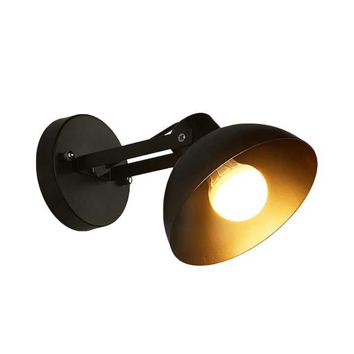 Lisslune | 1 Head Wall Light Fixture with Dome Shade Metal Industrial Style Indoor Wall Lamp in Black