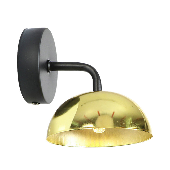 Lisslune | 1 Light Wall Lamp Industrial Dome Shade Metal Down Wall Light with Curved Arm in Black/Bronze for Bedroom