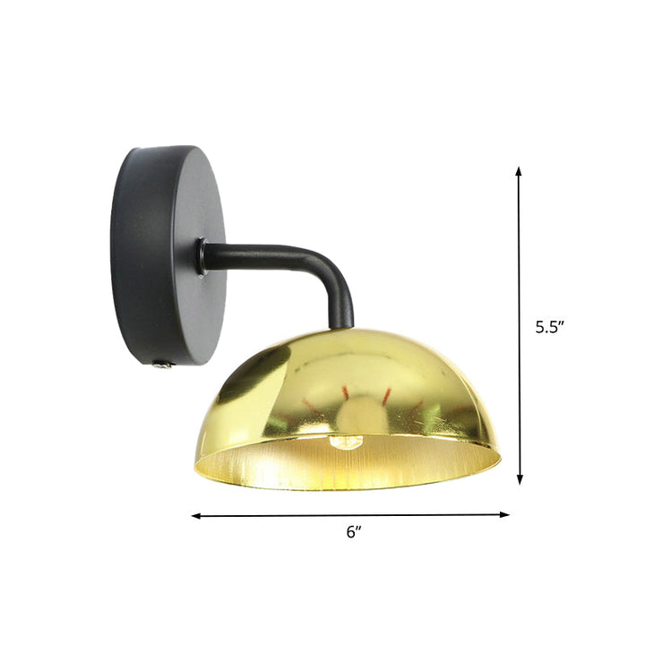 Lisslune | 1 Light Wall Lamp Industrial Dome Shade Metal Down Wall Light with Curved Arm in Black/Bronze for Bedroom