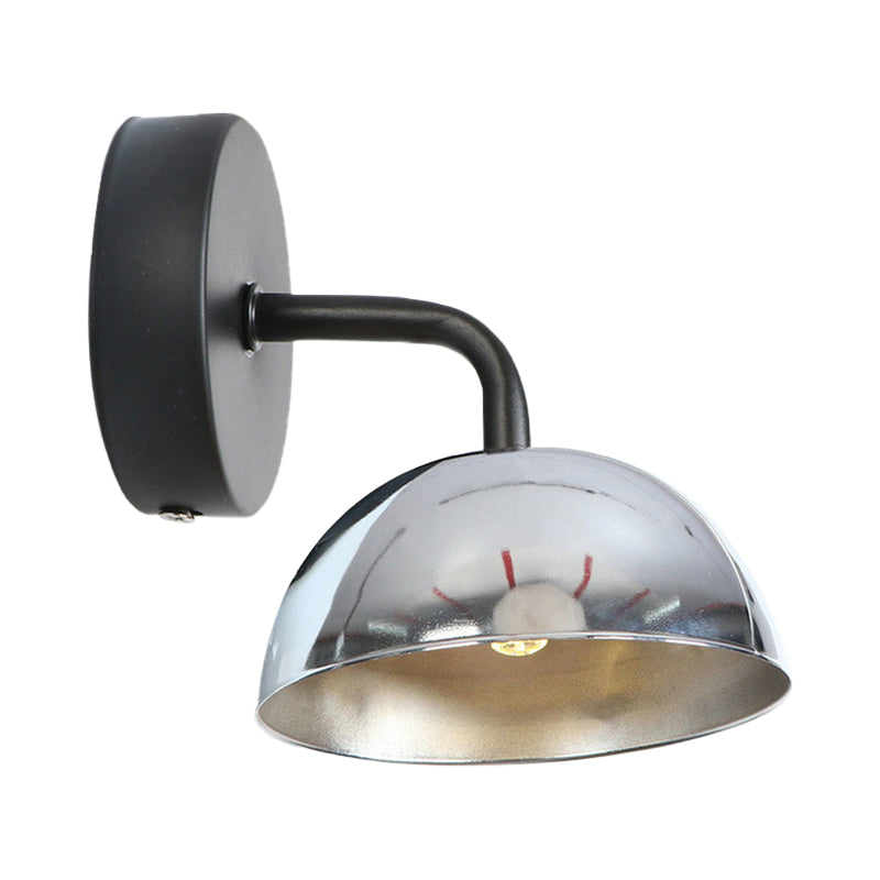 Lisslune | 1 Light Wall Lamp Industrial Dome Shade Metal Down Wall Light with Curved Arm in Black/Bronze for Bedroom