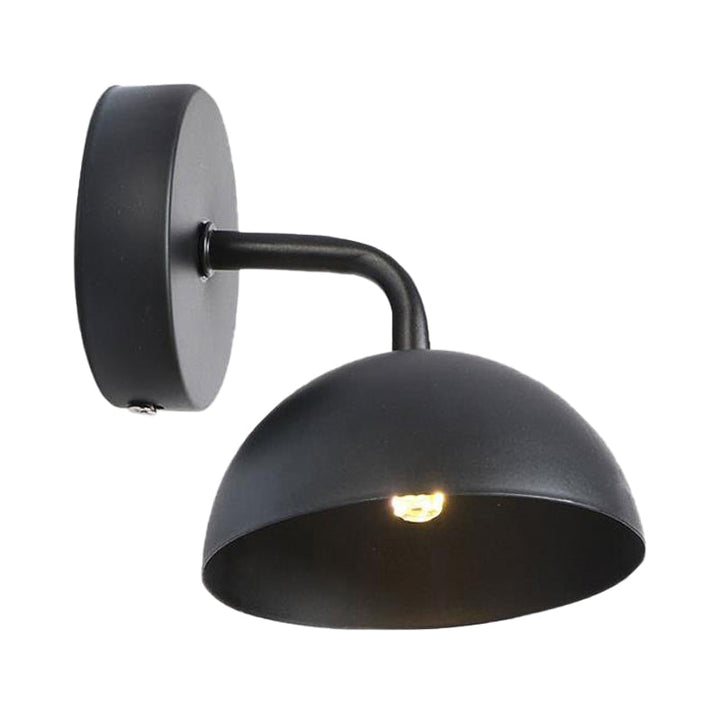 Lisslune | 1 Light Wall Lamp Industrial Dome Shade Metal Down Wall Light with Curved Arm in Black/Bronze for Bedroom