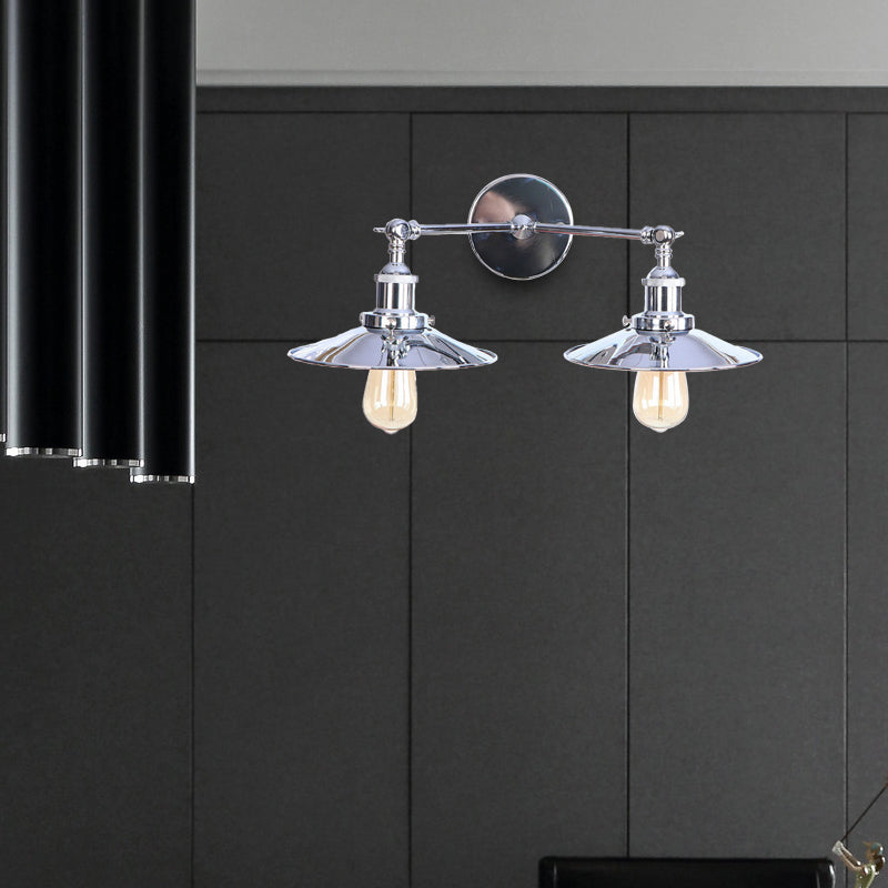 Lisslune | 2 Lamps Flat Shade Wall Lighting Industrial Style Brass/Rust Metal Wall Mounted Light for Hallway