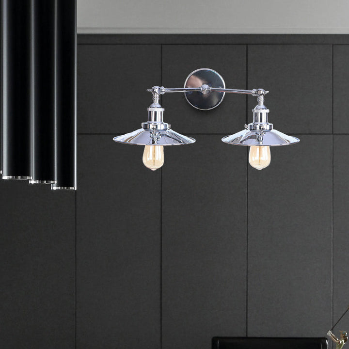 Lisslune | 2 Lamps Flat Shade Wall Lighting Industrial Style Brass/Rust Metal Wall Mounted Light for Hallway