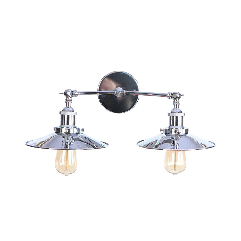 Lisslune | 2 Lamps Flat Shade Wall Lighting Industrial Style Brass/Rust Metal Wall Mounted Light for Hallway
