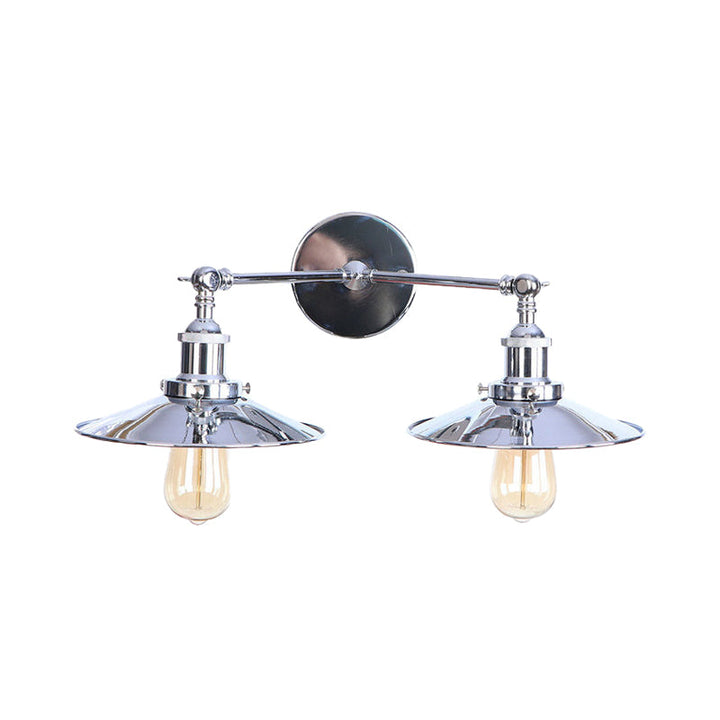 Lisslune | 2 Lamps Flat Shade Wall Lighting Industrial Style Brass/Rust Metal Wall Mounted Light for Hallway