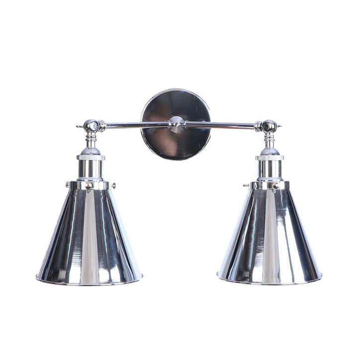 Lisslune | Polished Chrome Conic Wall Mount Fixture Retro Style Iron 2 Lights Dining Room Wall Mount Light