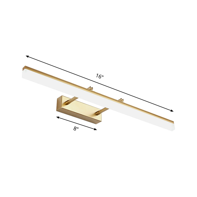Skørter | 16"/19.5" B Straight Wall Light Modern Style Acrylic LED Bathroom Mirror Light in Gold, Warm/White Light