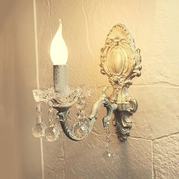 Skørter | Candle Holder Corridor Kitchen Wall Lamp Metal One Light Traditional Style Wall Lamp in White Finish