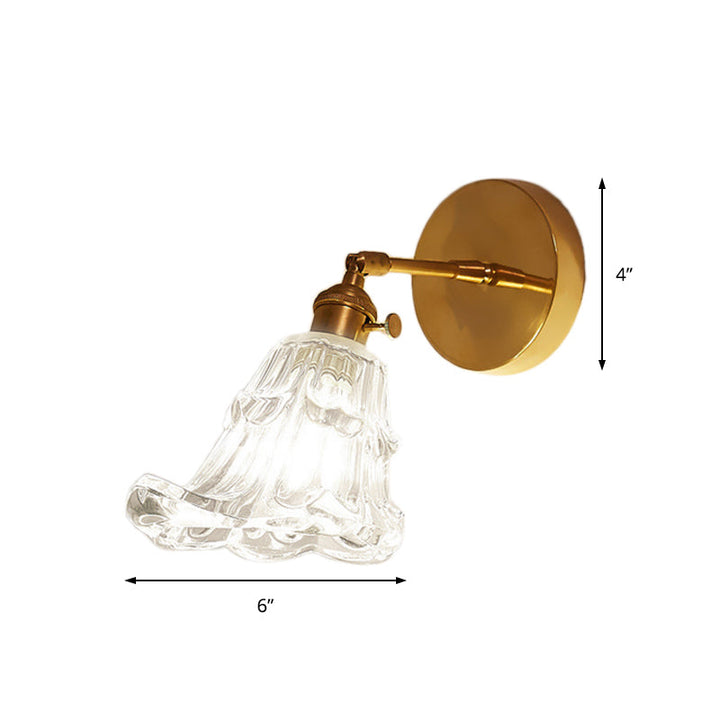 Lisslune | Clear Textured Glass Brass Wall Light Art Deco 1-Light Industrial Wall Sconce