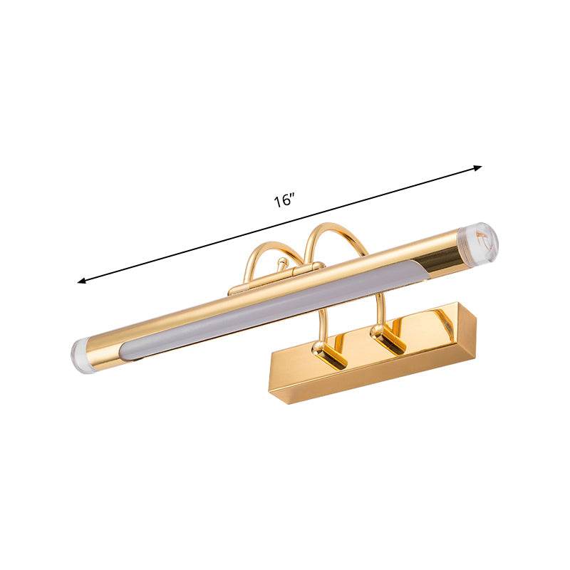 Lisslune | 16"/21" Width Cylindrical Vanity Light Fixture Modernism Style Metallic LED Indoor Wall Lamp in Gold, Warm/White Lighting