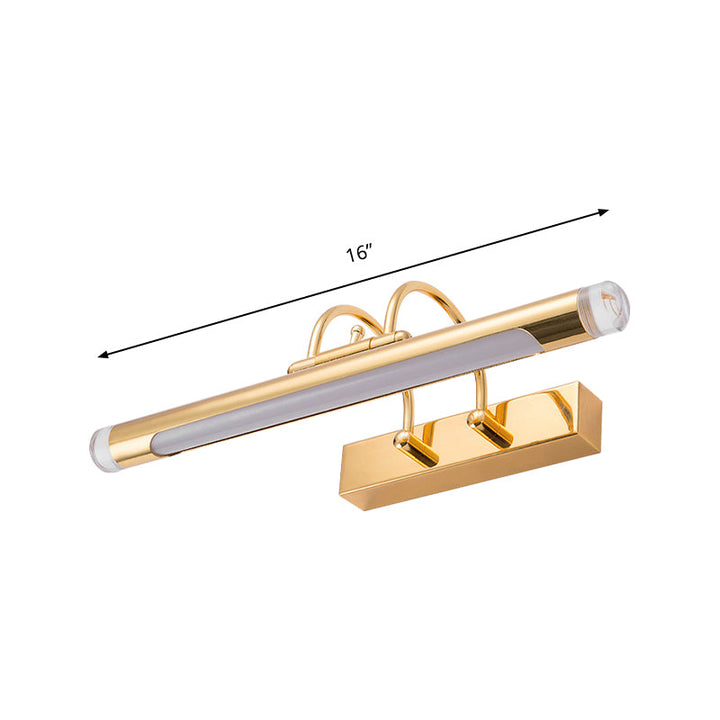 Lisslune | 16"/21" Width Cylindrical Vanity Light Fixture Modernism Style Metallic LED Indoor Wall Lamp in Gold, Warm/White Lighting