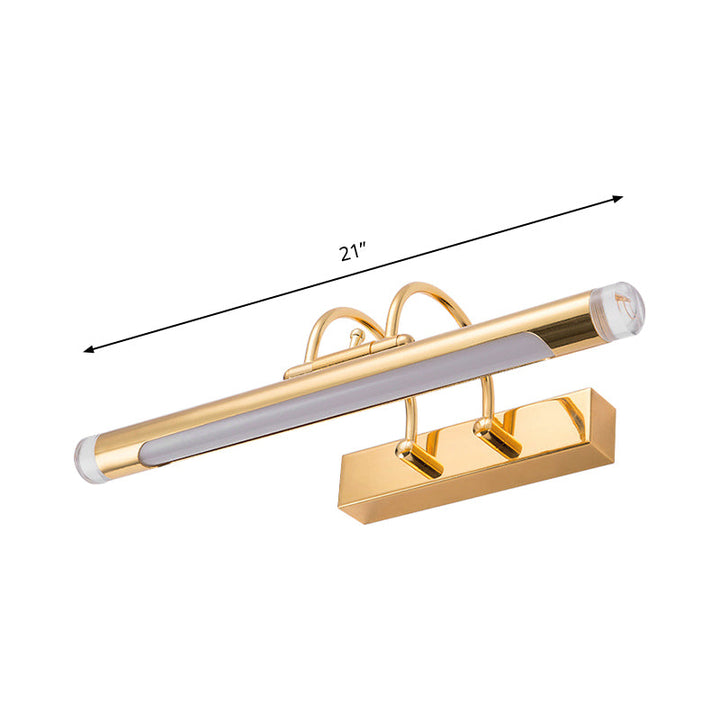 Lisslune | 16"/21" Width Cylindrical Vanity Light Fixture Modernism Style Metallic LED Indoor Wall Lamp in Gold, Warm/White Lighting