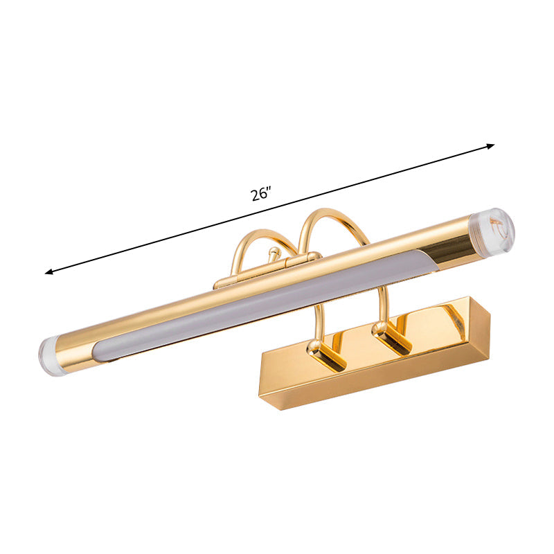 Lisslune | 16"/21" Width Cylindrical Vanity Light Fixture Modernism Style Metallic LED Indoor Wall Lamp in Gold, Warm/White Lighting
