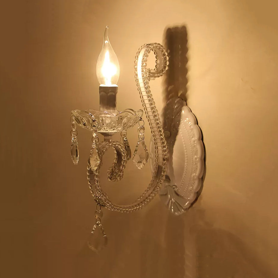 Skørter | Candle Holder Corridor Kitchen Wall Lamp Metal One Light Traditional Style Wall Lamp in White Finish