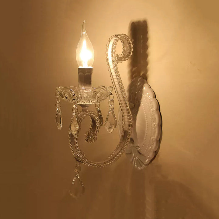 Skørter | Candle Holder Corridor Kitchen Wall Lamp Metal One Light Traditional Style Wall Lamp in White Finish