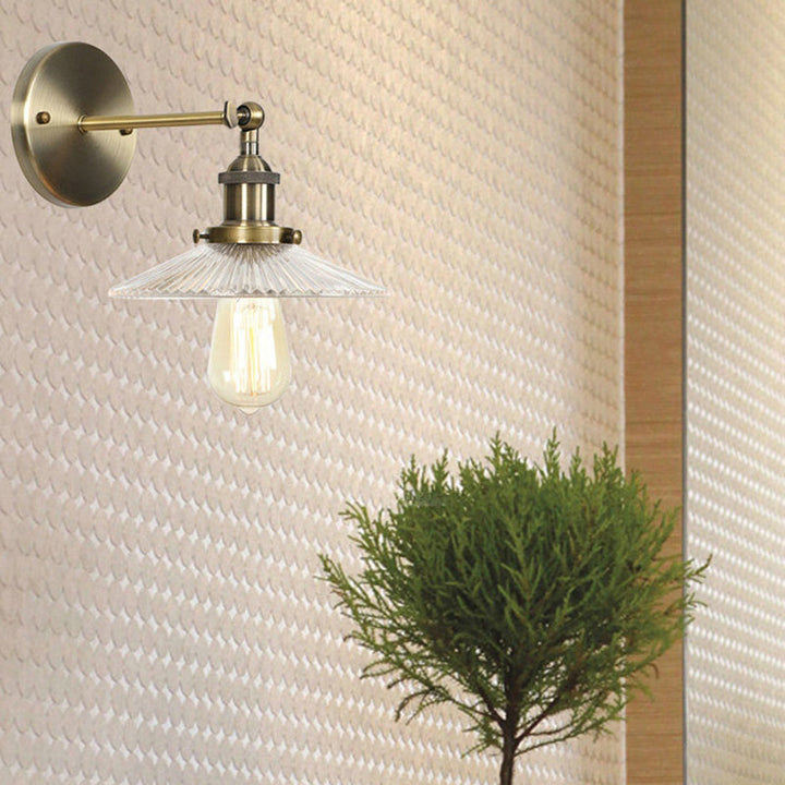 Lisslune | A wall lamp with a conical shade made of clear prismatic glass Industrial dining room wall light lighting fixture