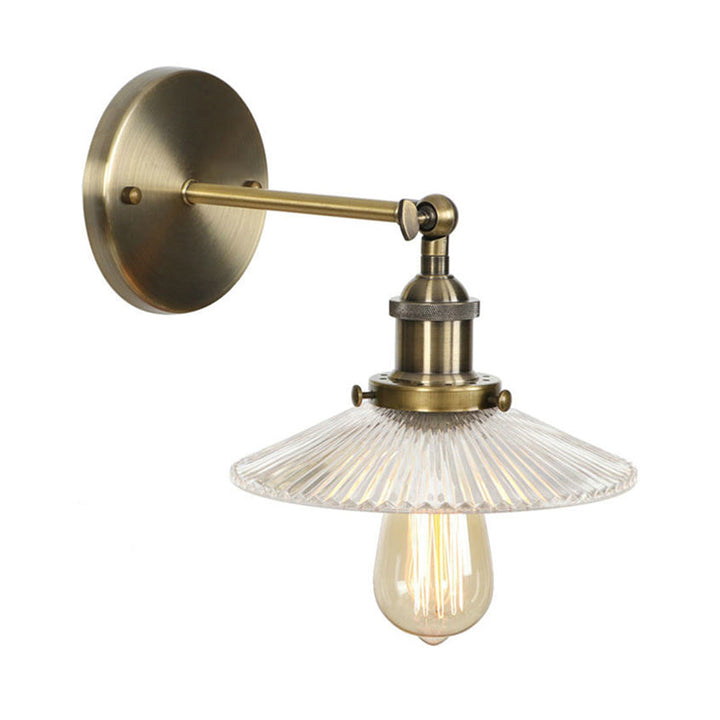 Lisslune | A wall lamp with a conical shade made of clear prismatic glass Industrial dining room wall light lighting fixture