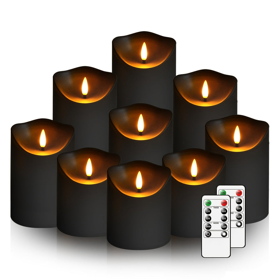 Lisslune | GlowLuxe Flameless LED Candles Set (9-piece) – With Remote Control and Glitter Finish