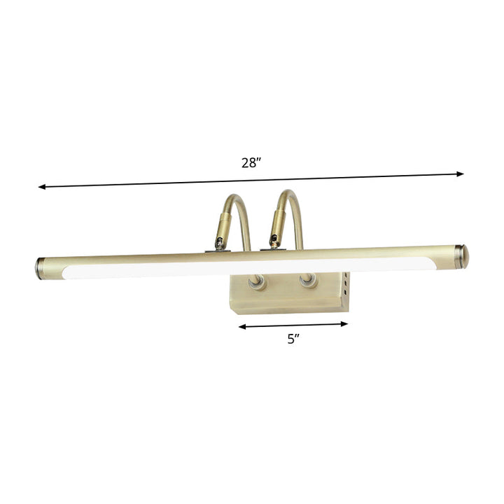 Lisslune | Tube Designer Lighting Modern Metal 16.5"/20.5" W LED Gold Finish Adjustable Wall Lamp with Curved Arm, Warm/White Light