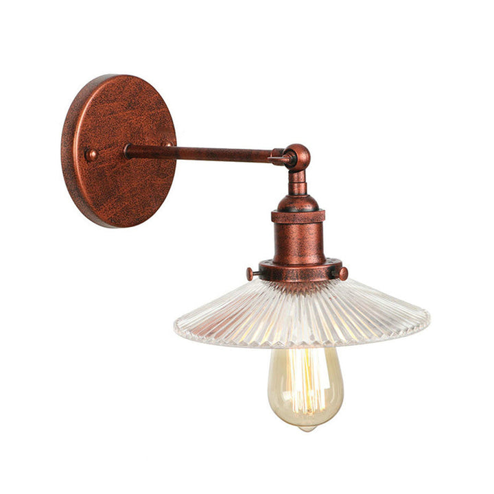 Lisslune | 1 Light Wavy Wall Lamp Fixture Rustic Style Copper Ribbed Glass Wall Light for Dining Table