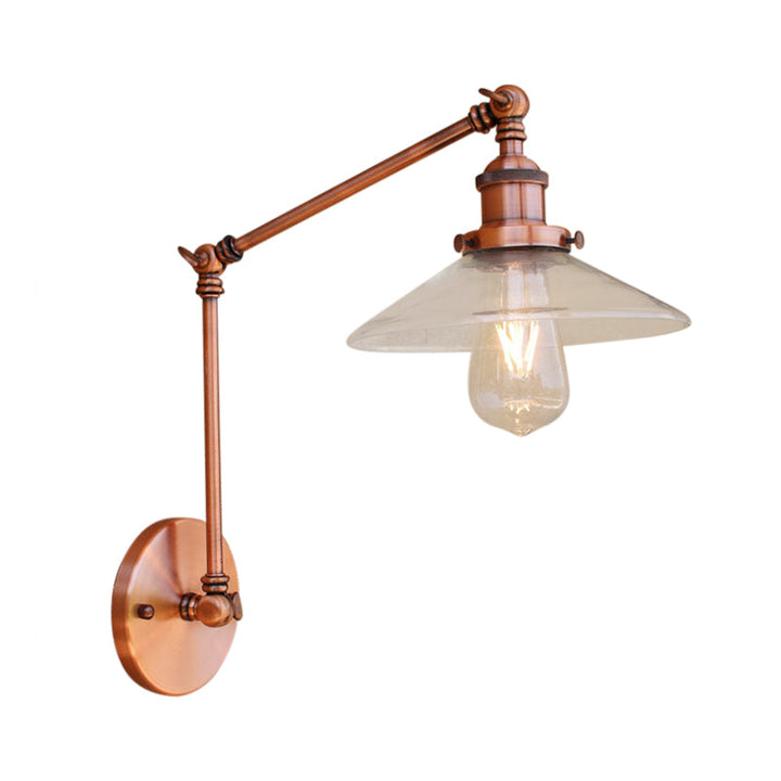 Lisslune | Rustic conical wall lighting 1 bulb clear glass wall light in copper for café