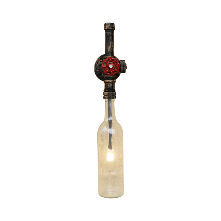 Skørter | Glass wine bottle wall lighting rustic industrial 1 light restaurant blue/transparent wall lamp light with red cap