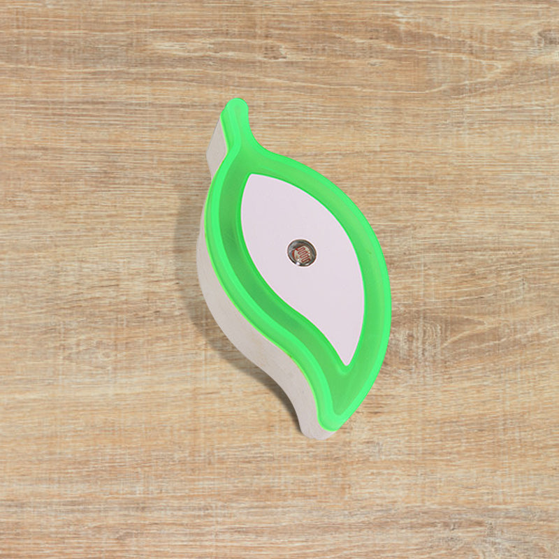 Skørter | Plastic Leaf Mini Wall Light Ideas Cartoon Green/Pink/White Plug-in LED Night Light for Nursery
