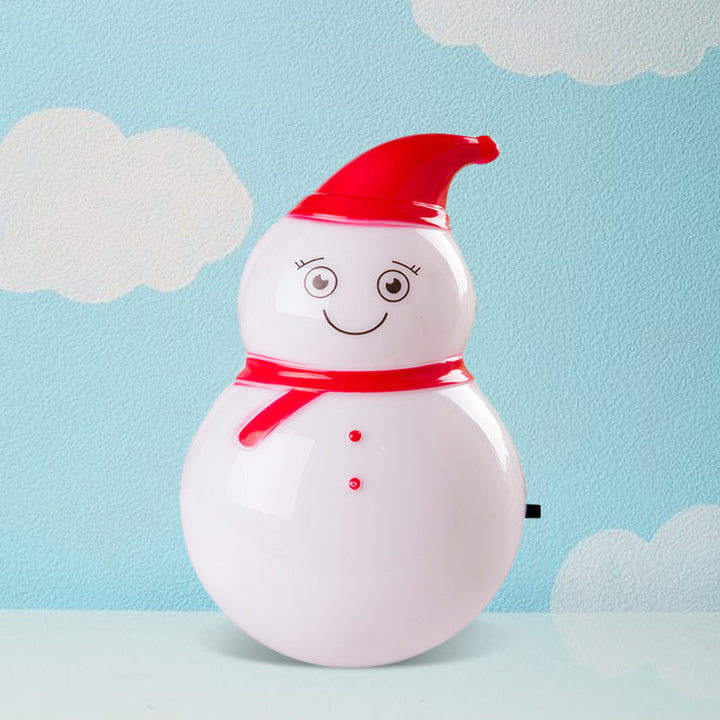 Skørter | Children snowman plastic night light plug-in LED wall lamp in red and white for children's room