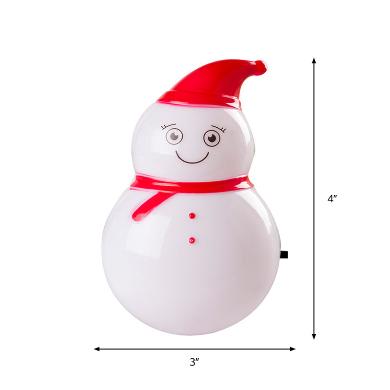 Skørter | Children snowman plastic night light plug-in LED wall lamp in red and white for children's room