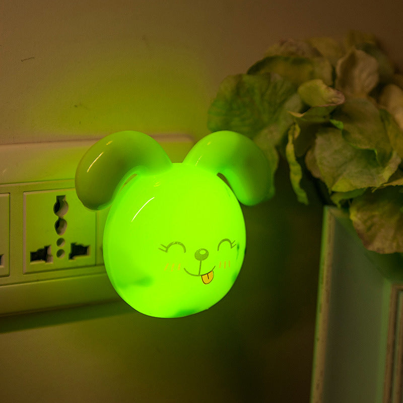 Skørter | Dog Mini Plug-in Night Light Cartoon Plastic Children Bedside LED Wall Lamp in Green