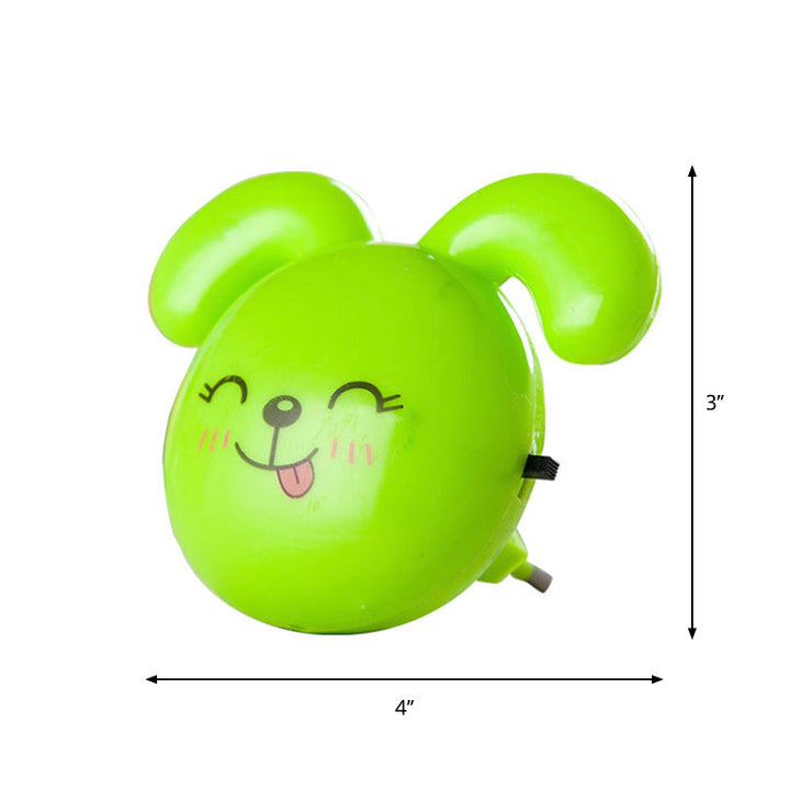 Skørter | Dog Mini Plug-in Night Light Cartoon Plastic Children Bedside LED Wall Lamp in Green