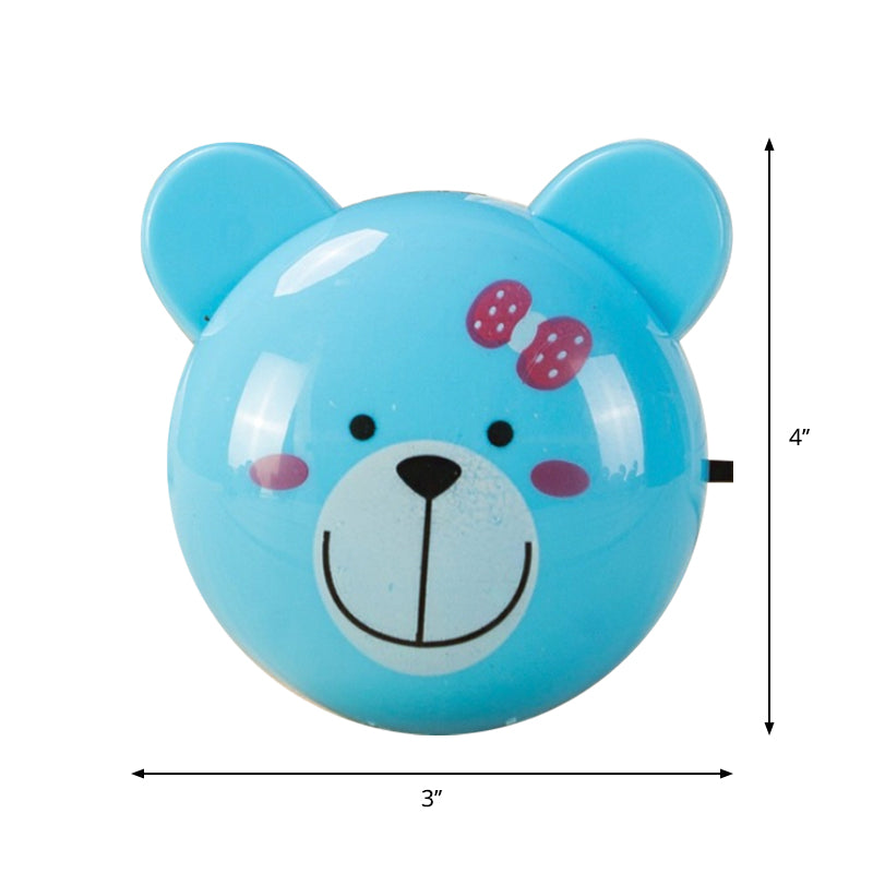 Skørter | Cartoon LED Night Light Blue Bear Small Pluggable Wall Lamp with Plastic Shade