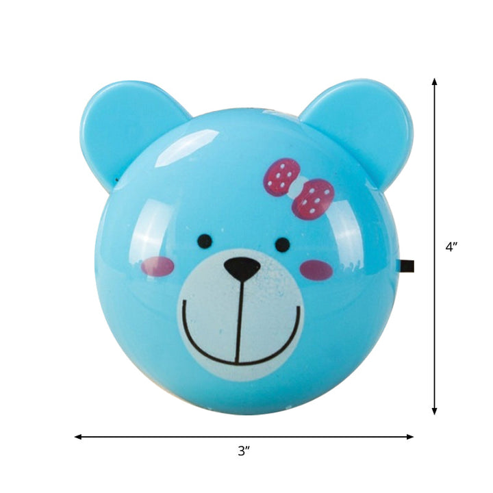 Skørter | Cartoon LED Night Light Blue Bear Small Pluggable Wall Lamp with Plastic Shade