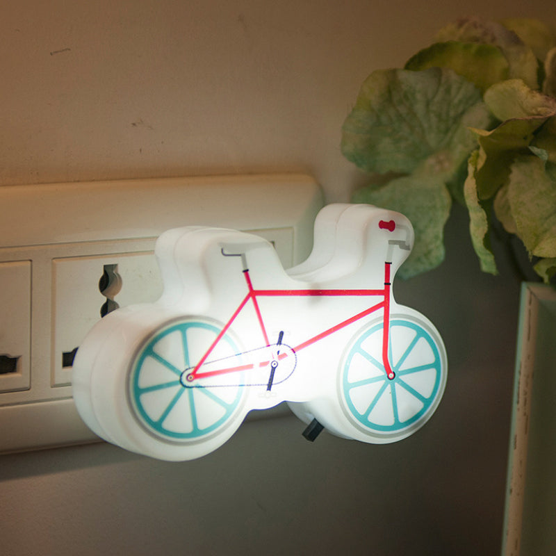 Skørter | Children Style Bike Night Light Plastic Boys Bed Lamp LED Wall Lighting in Red with Plug