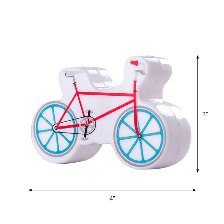 Skørter | Children Style Bike Night Light Plastic Boys Bed Lamp LED Wall Lighting in Red with Plug