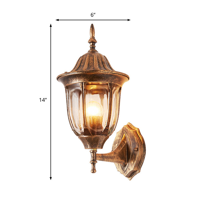 Lisslune | Kerosene Outdoor Wall Lamp Fixture Industrial Clear Glass 1 Light Rust Wall Lamp
