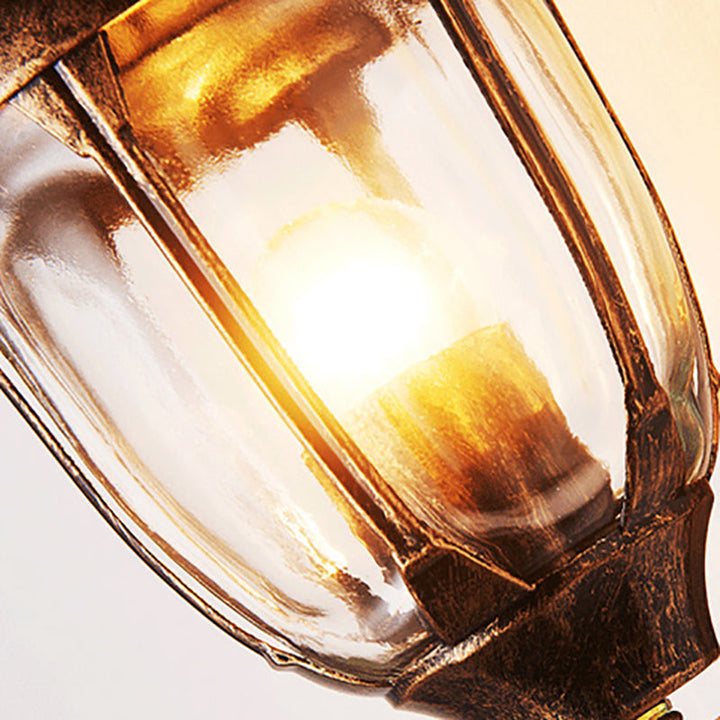 Lisslune | Kerosene Outdoor Wall Lamp Fixture Industrial Clear Glass 1 Light Rust Wall Lamp