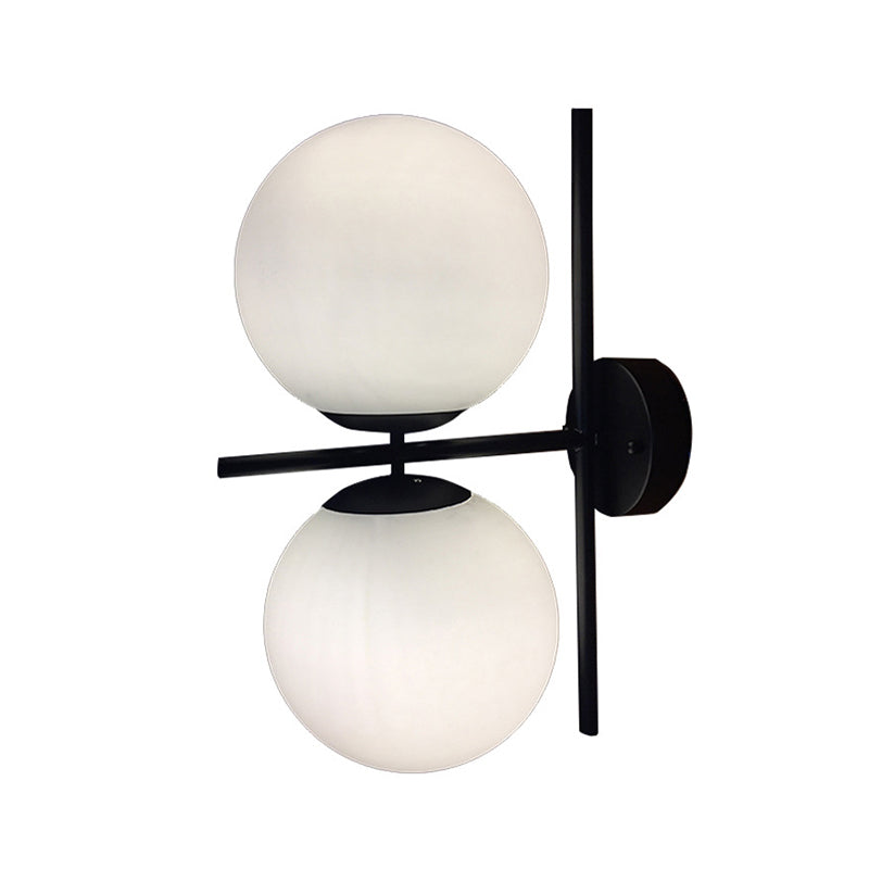 Lisslune | Black spherical wall lighting modern opal glass 1 light living room wall lamp light